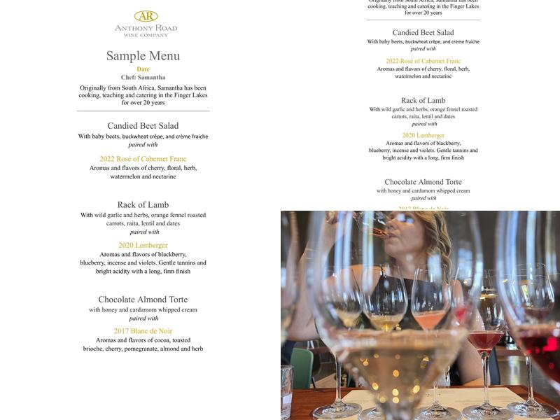 Anthony Road Wine Company Menu