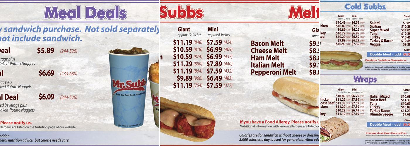 Mr. Subb - Lansingburgh Menu