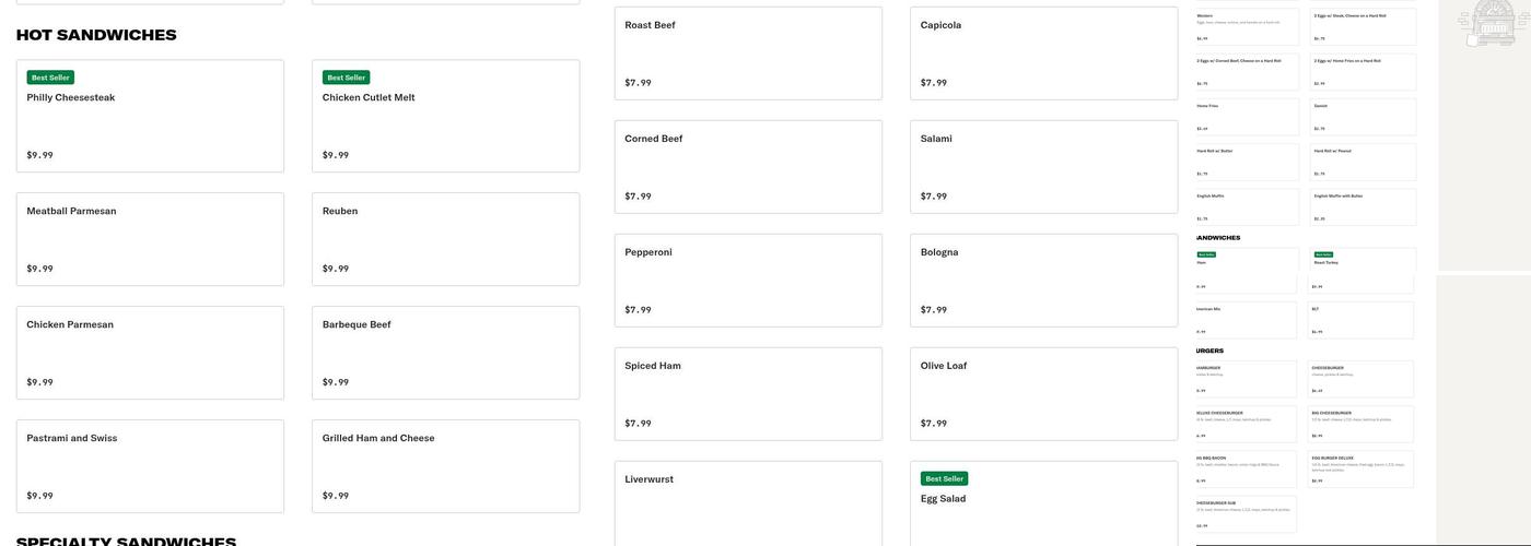 Reddy's Delicatessen & Grocery Menu