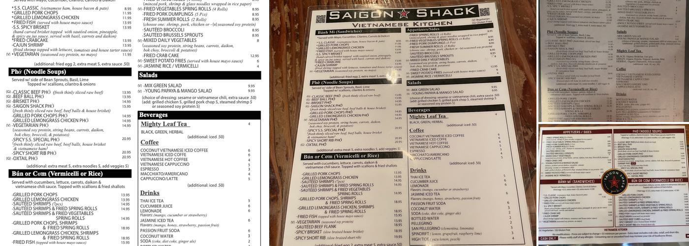 Saigon Shack Menu