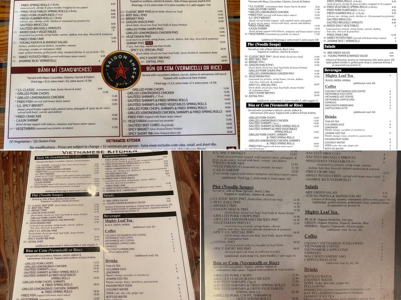 Saigon Shack Menu