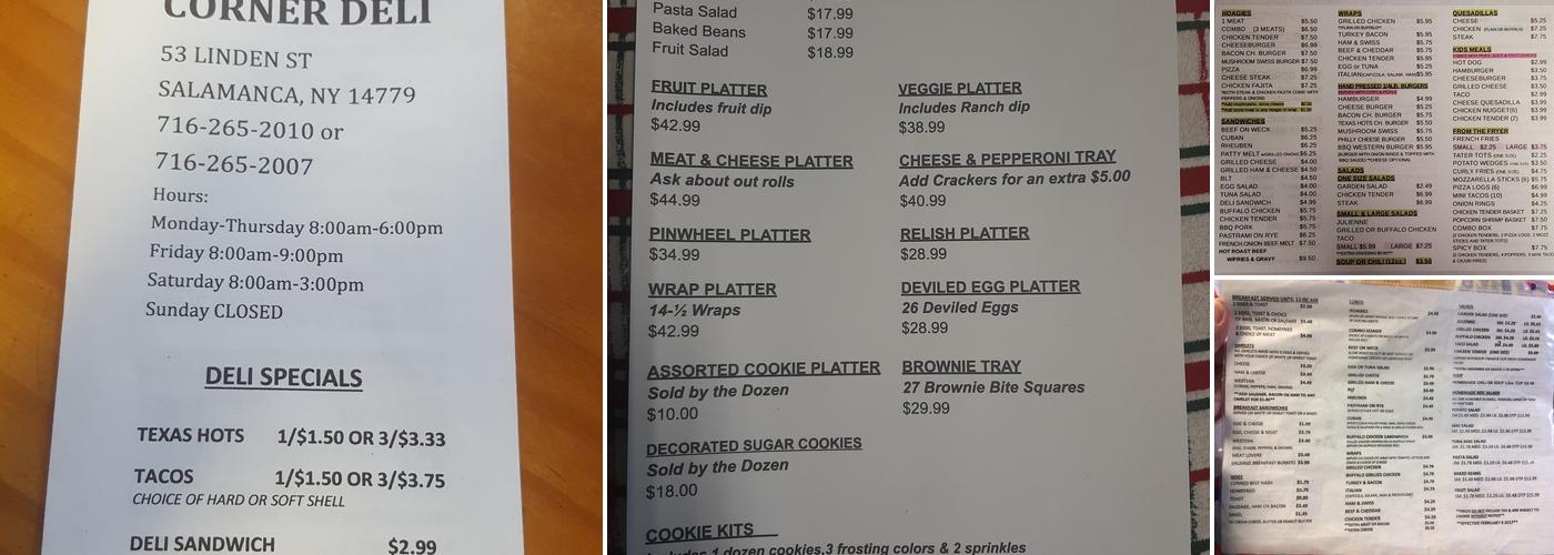 The Corner Deli Menu