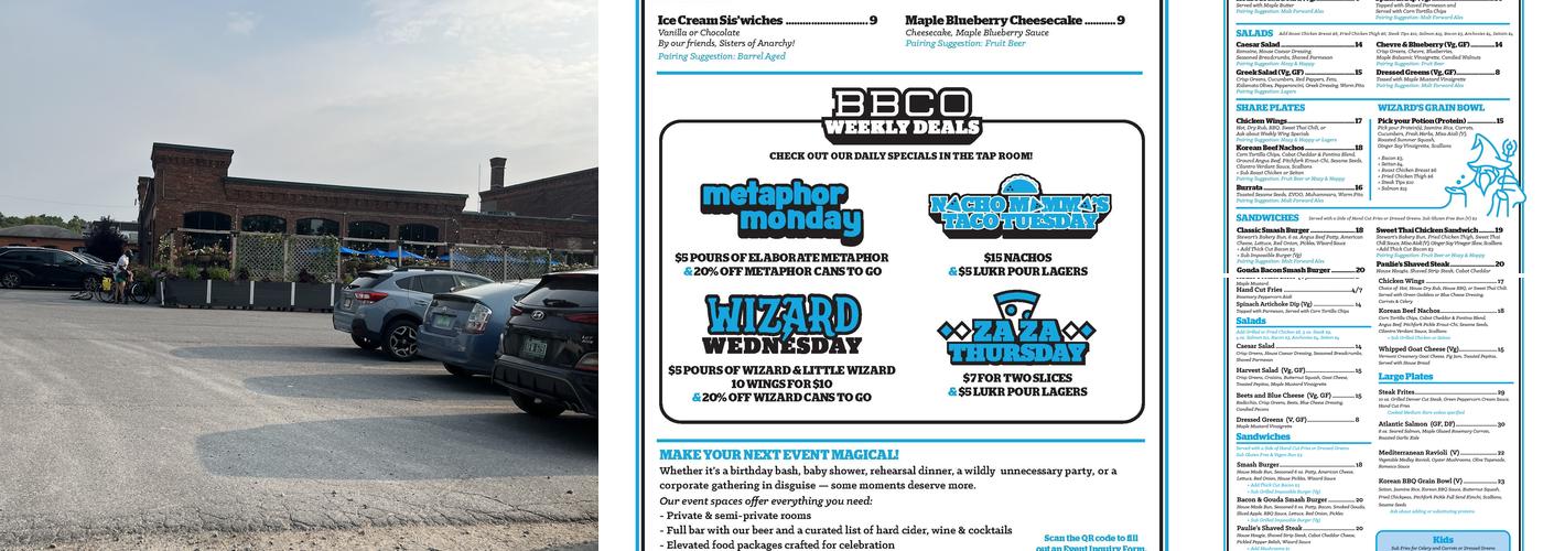 Burlington Beer Company Menu