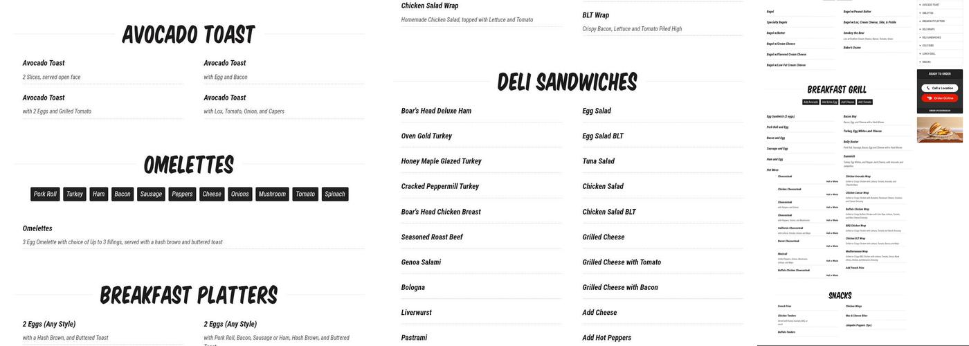 Corner Bagelry of Manasquan Menu