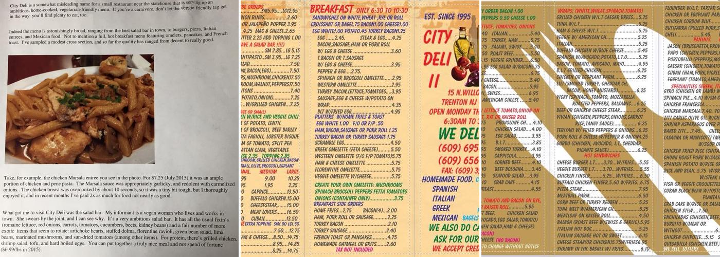 City Deli Menu