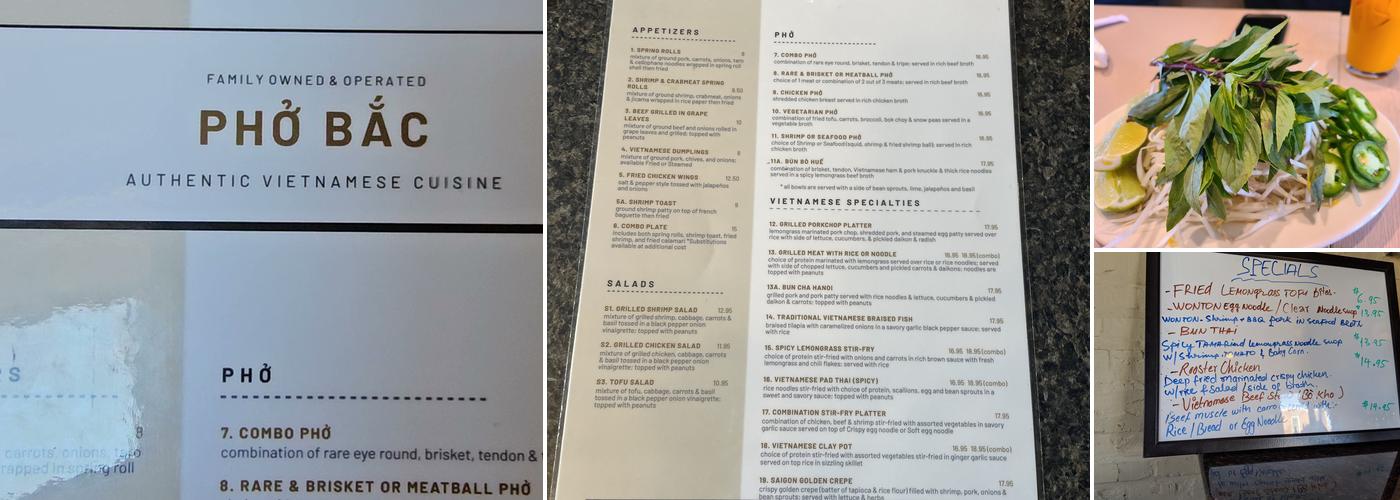 Pho Bac Menu