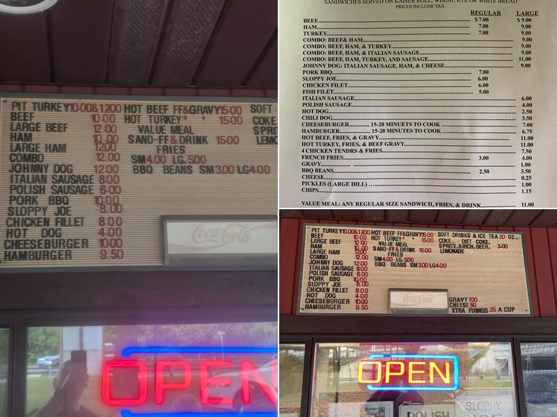 Baker's Pit Beef Menu