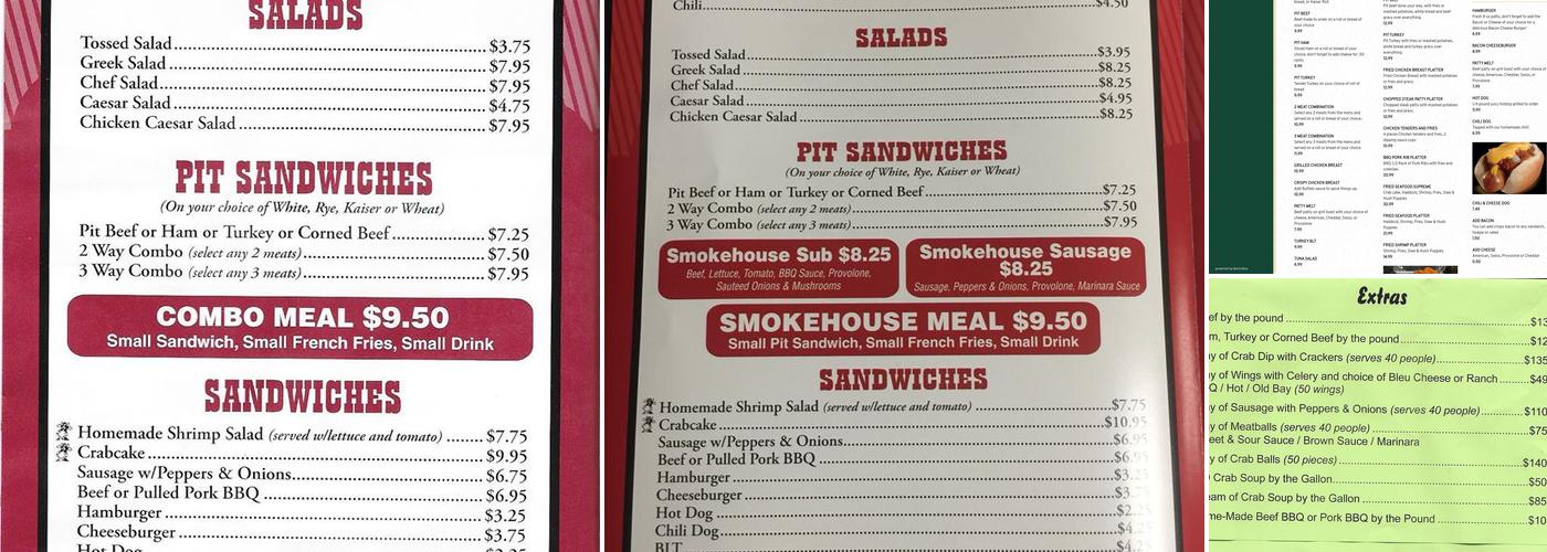 Smokehouse Pit beef Menu