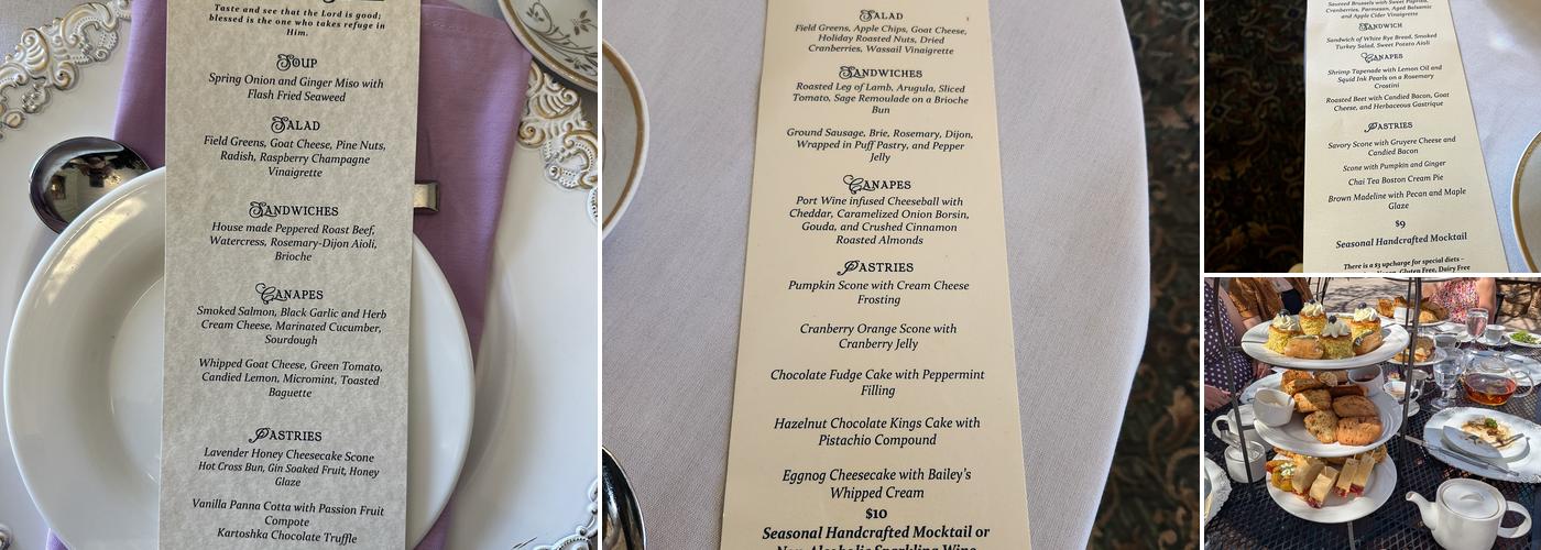 Glen Eyrie Castle Menu