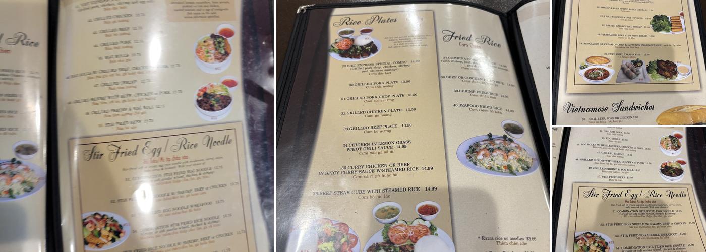 Pho Viet Menu