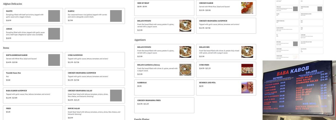 Baba Kabob Menu