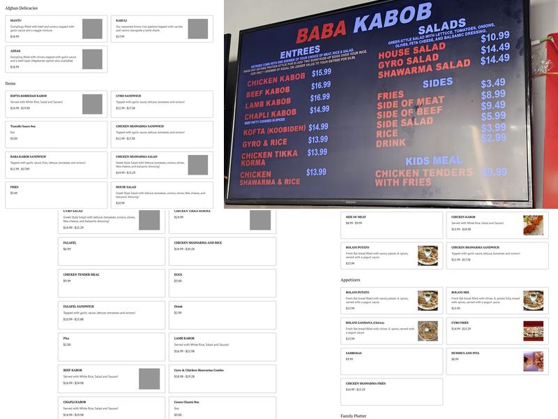 Baba Kabob Menu