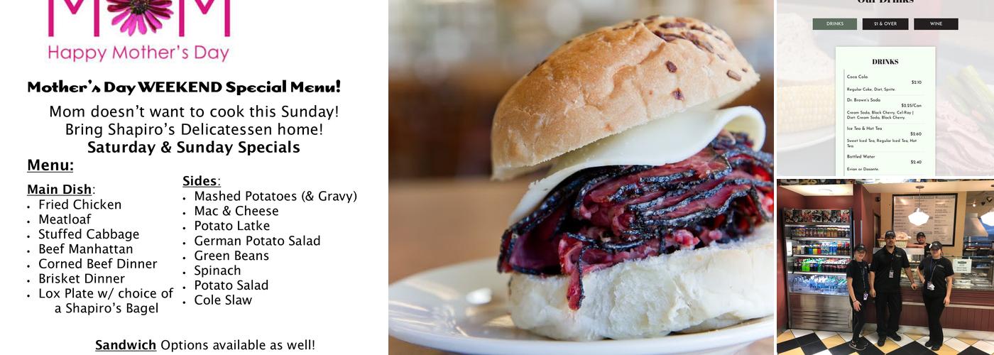 Shapiro's Delicatessen at IND Airport Menu