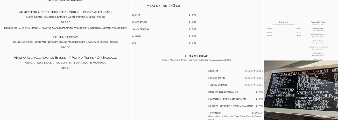 Blanchard's Barbeque Menu