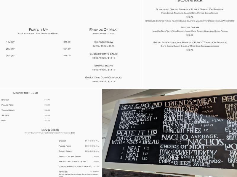 Blanchard's Barbeque Menu