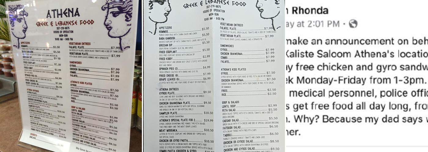 Athena Express Menu