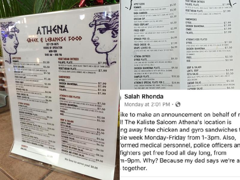Athena Express Menu