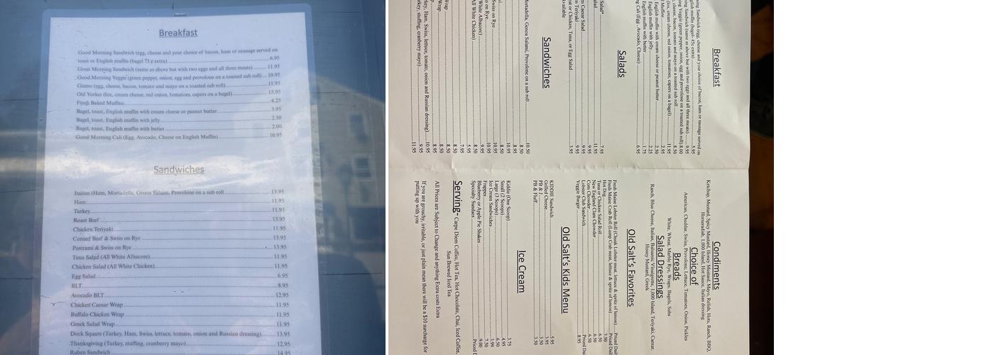 Old Salt's Pantry Menu