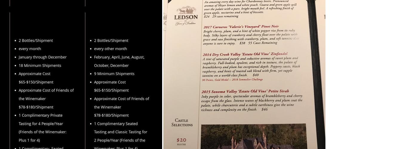 Ledson Winery & Vineyards Menu