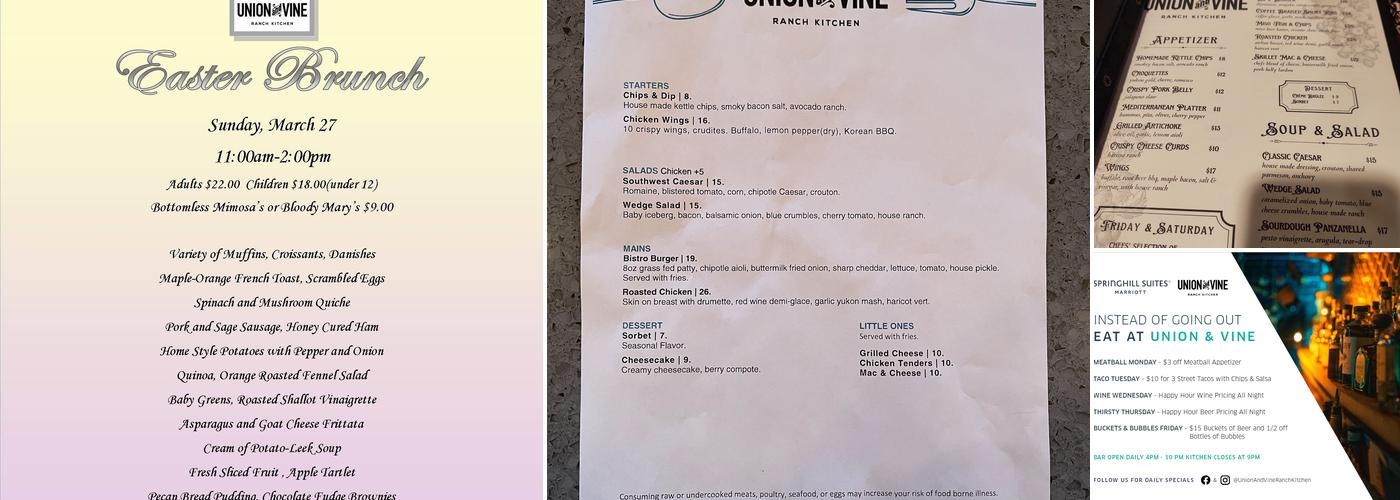 Union & Vine Menu