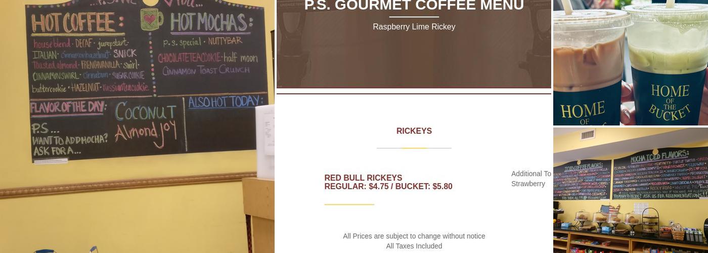 PS Gourmet Coffee Menu