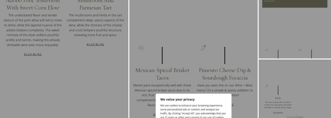 Sequoia Grove Winery Menu