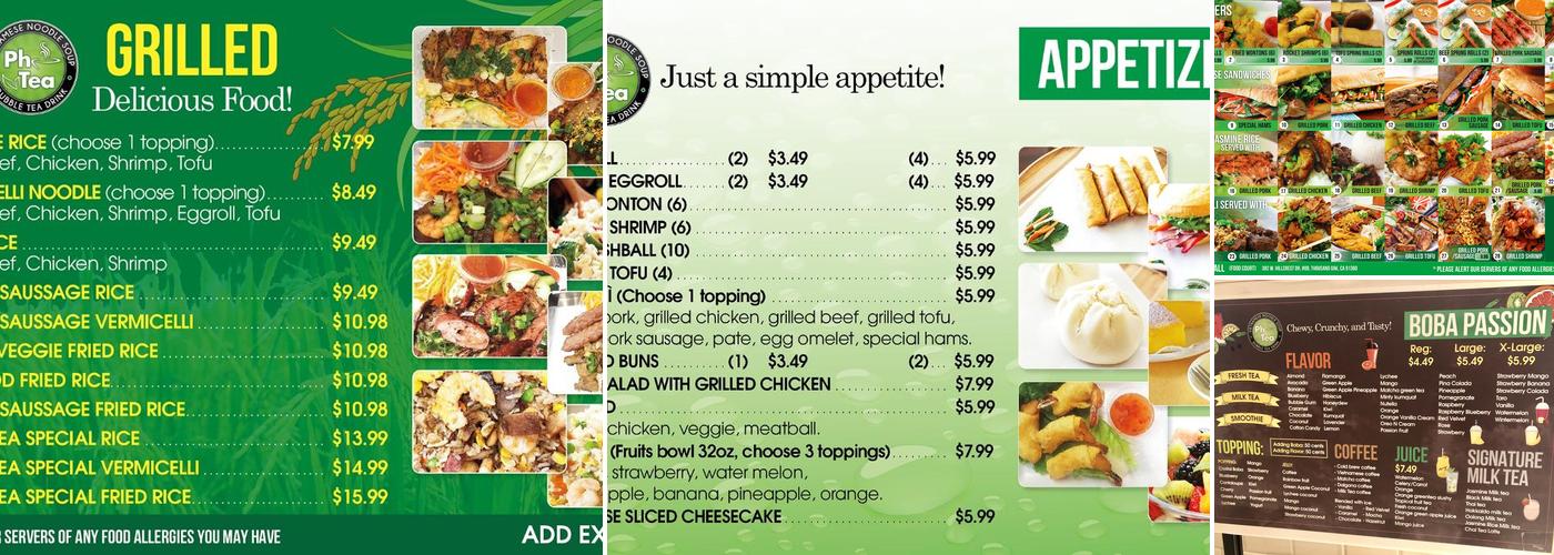 Pho & Tea Menu