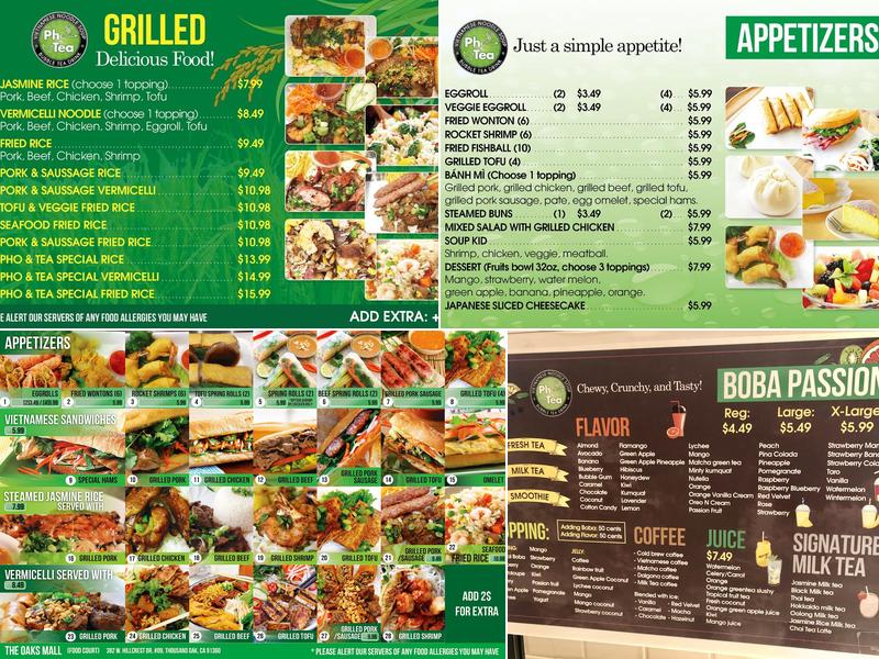 Pho & Tea Menu