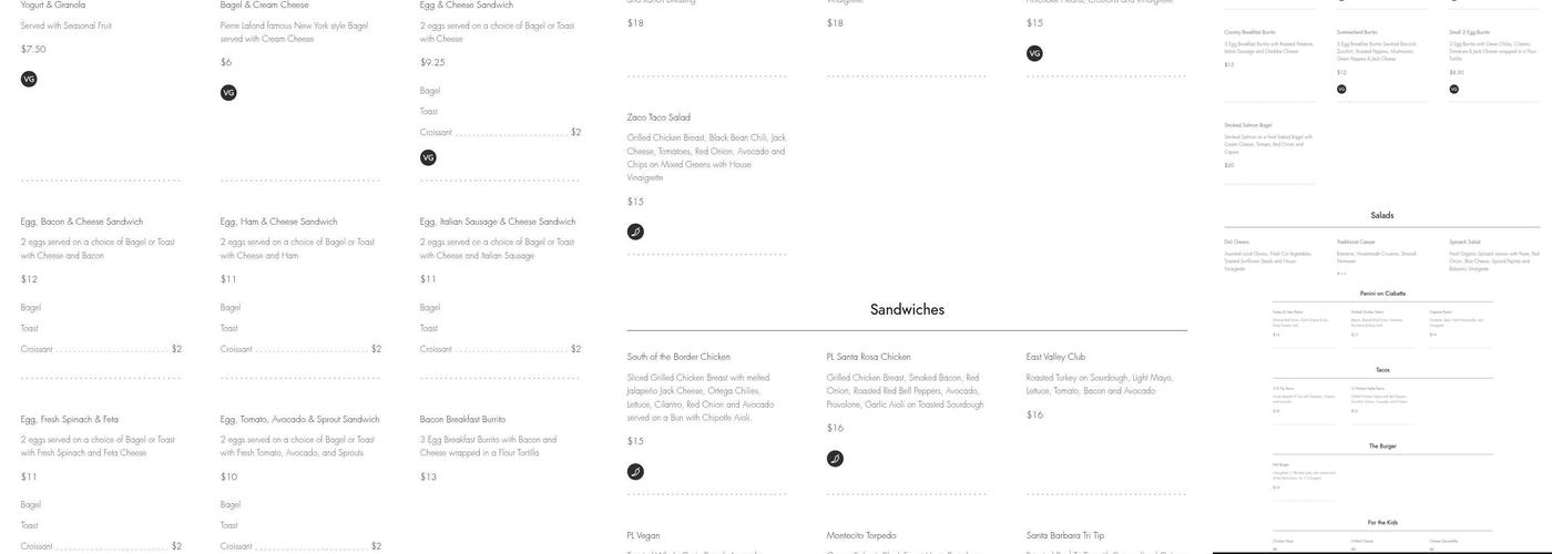 Pierre Lafond Montecito Menu