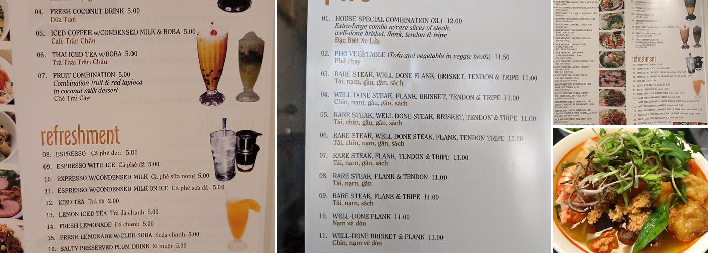 Mr Pho Menu