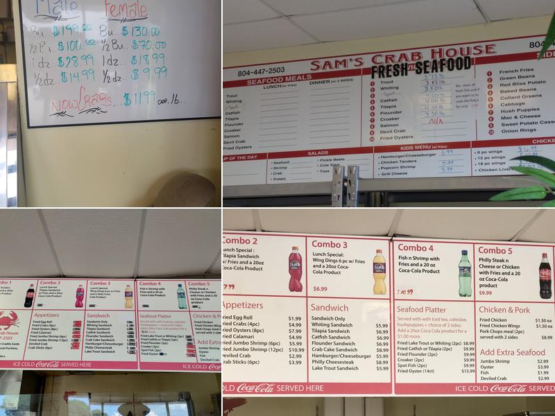 Sam's Crab House Menu