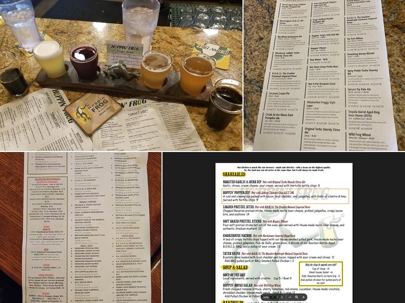 The Tasting Room at Hoppin' Frog Menu