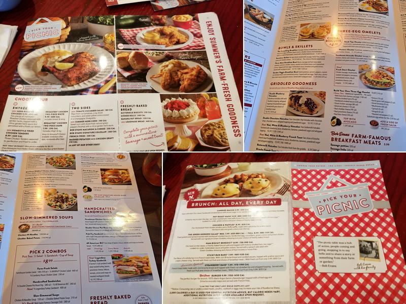 Bob Evans Menu