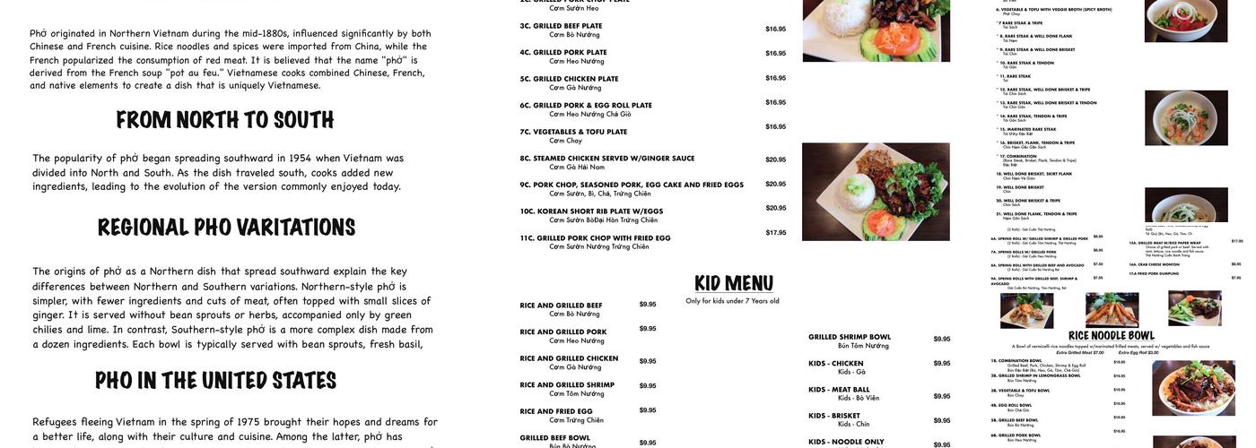 Tony Pho Vietnamese Restaurant Noodle soup and Grill Menu