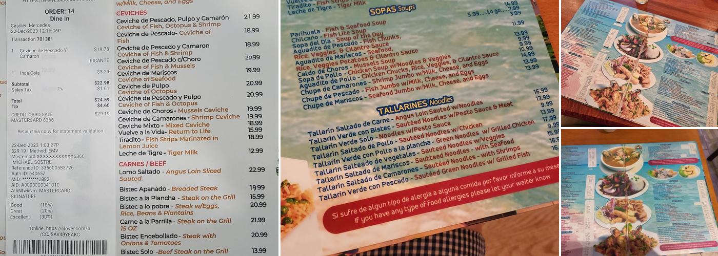 Sabor A Peru En Miami Menu