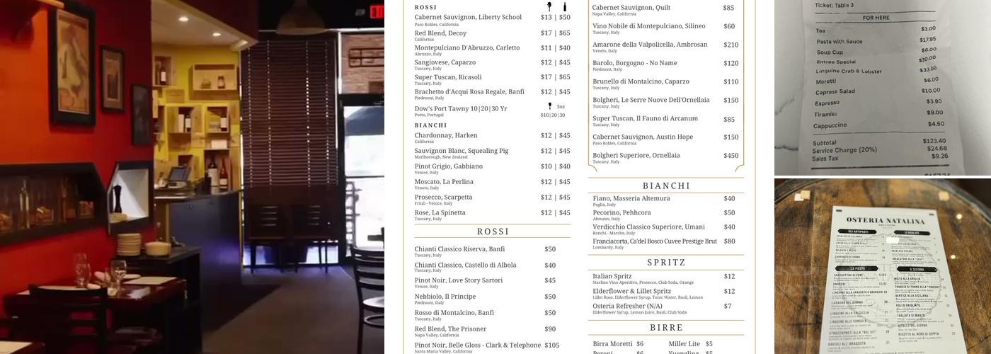 Osteria Natalina Menu