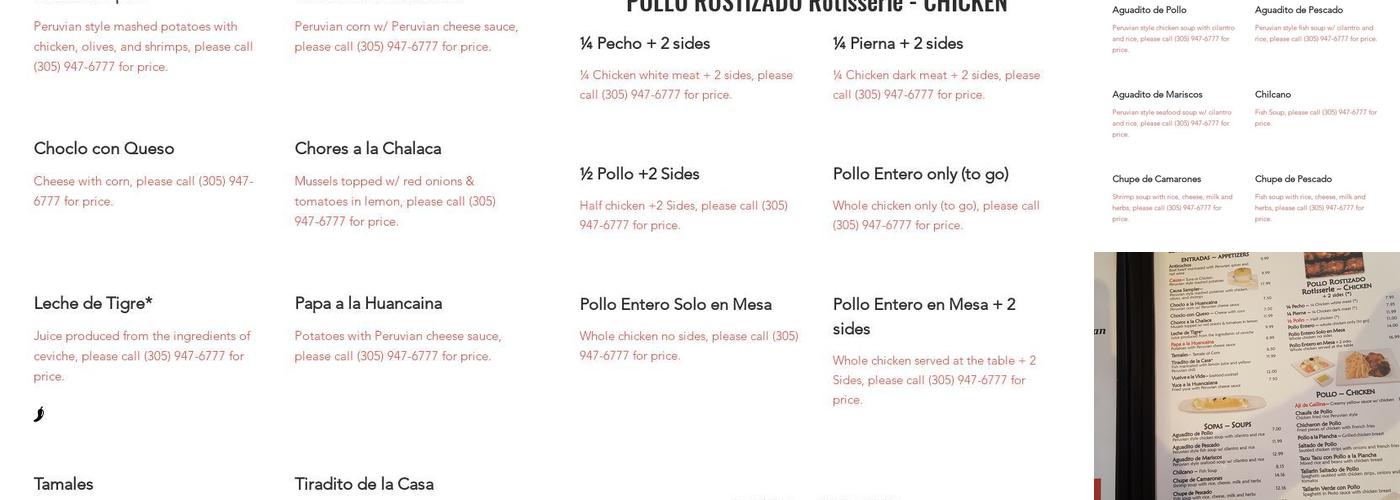 Peruvian Kitchen Menu