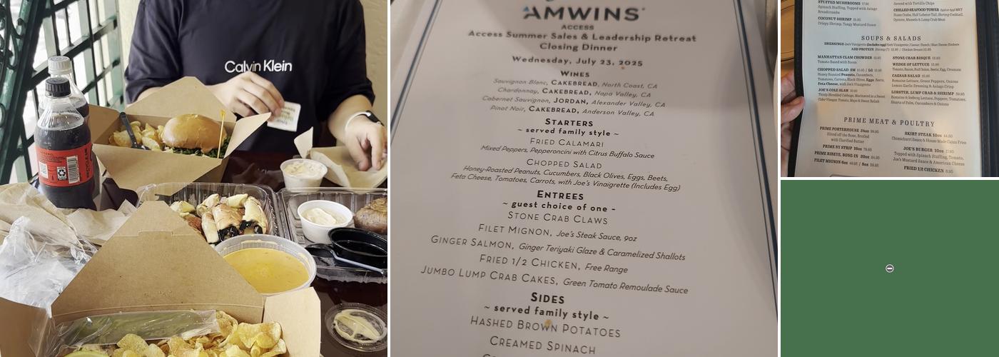 Joe's Stone Crab Menu