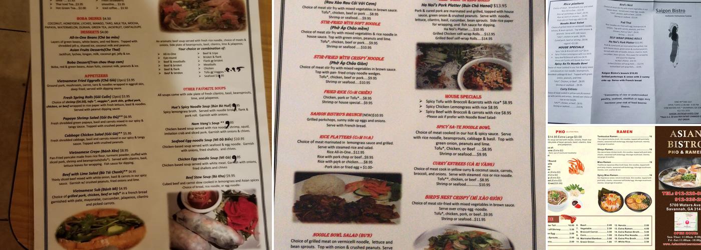 Saigon Bistro Menu