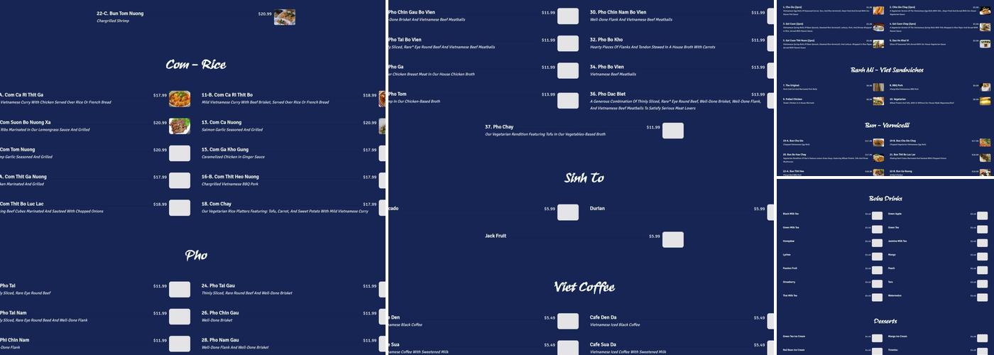 Just Pho...and more Menu