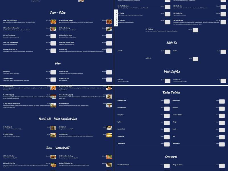 Just Pho...and more Menu