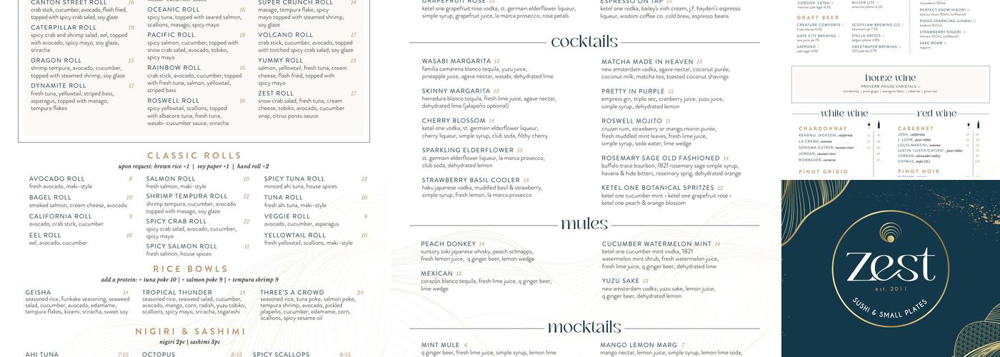 Zest Menu