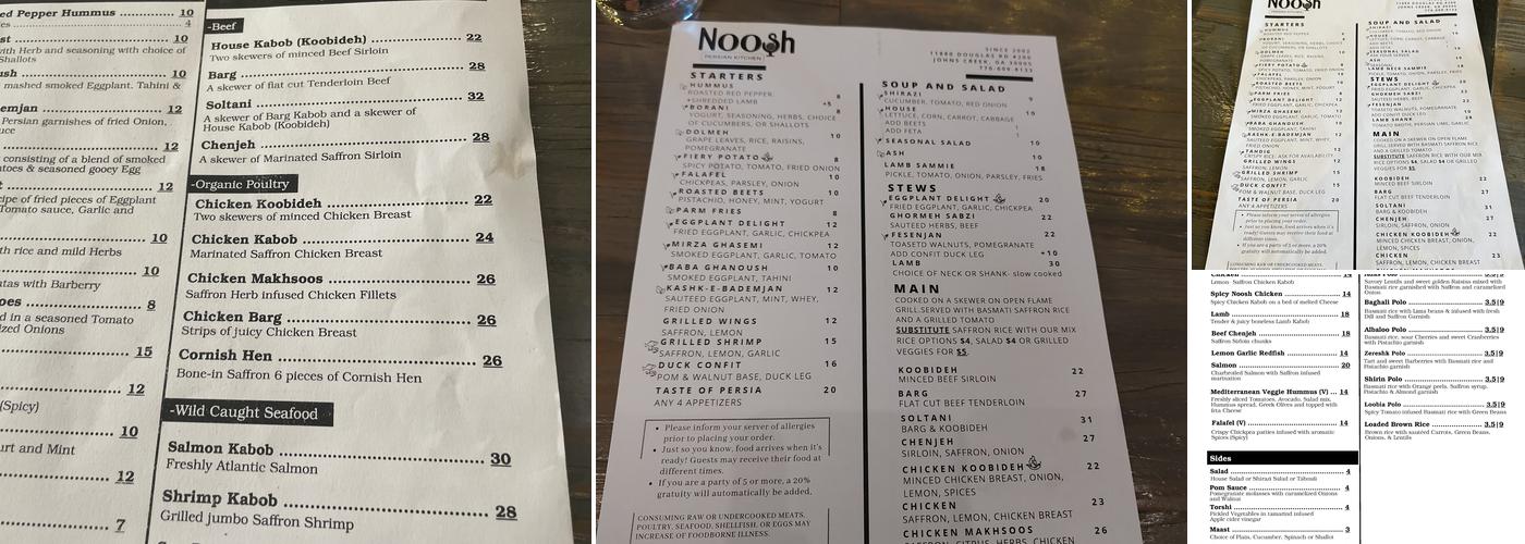 Noosh Kitchen Menu