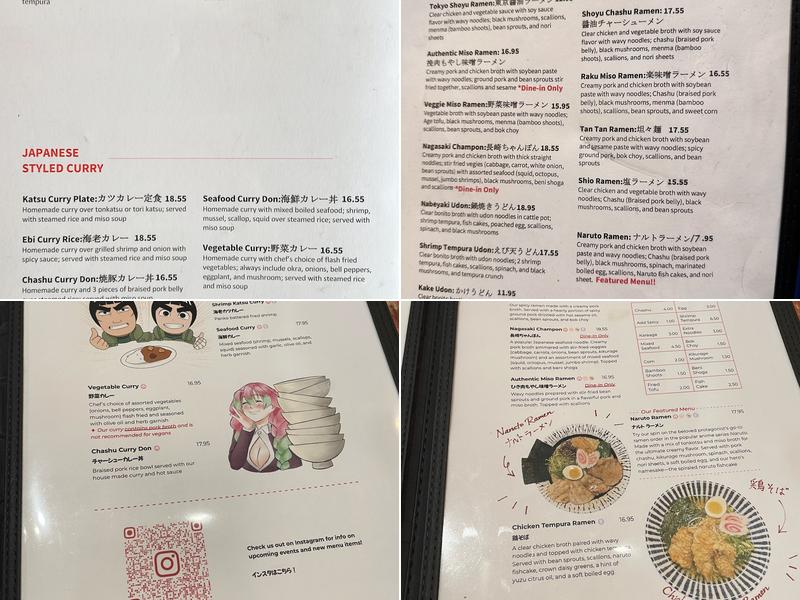 Raku Tonkatsu Ramen Menu