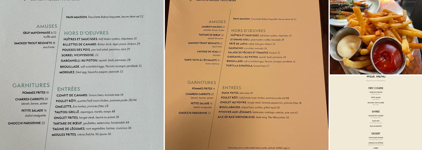 Frenchette Menu
