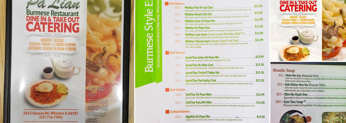 Pa Lian Burmese Restaurant ( BYOB) Menu