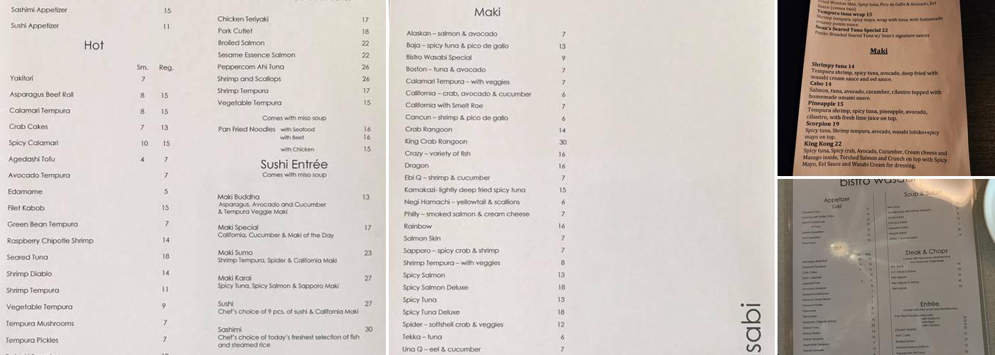 Bistro Wasabi Menu