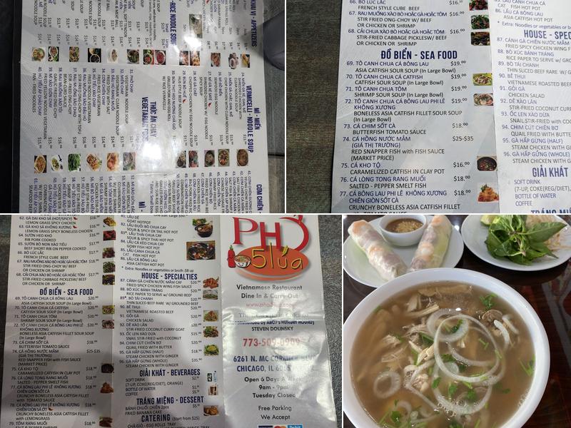 Pho Nam Lua Menu