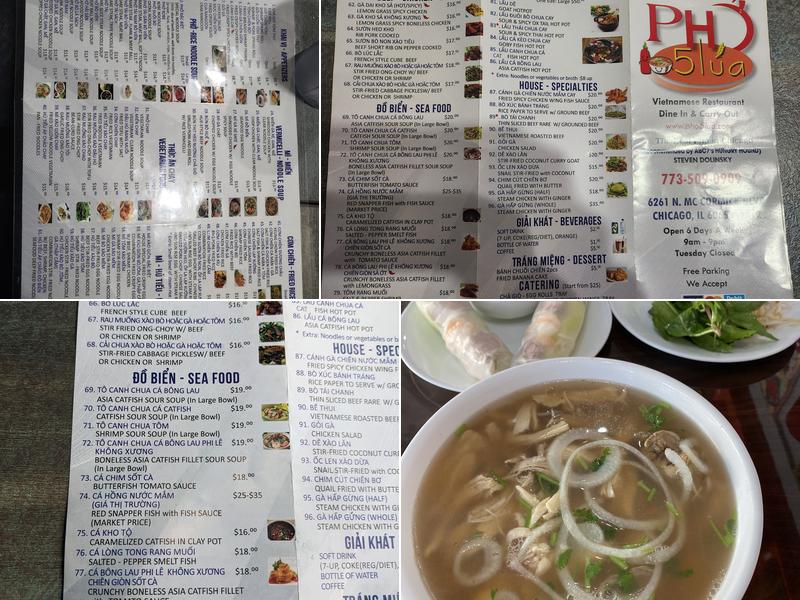 Pho Nam Lua Menu