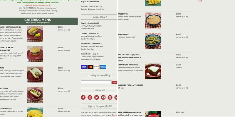 Curtis Orchard & Pumpkin Patch Menu